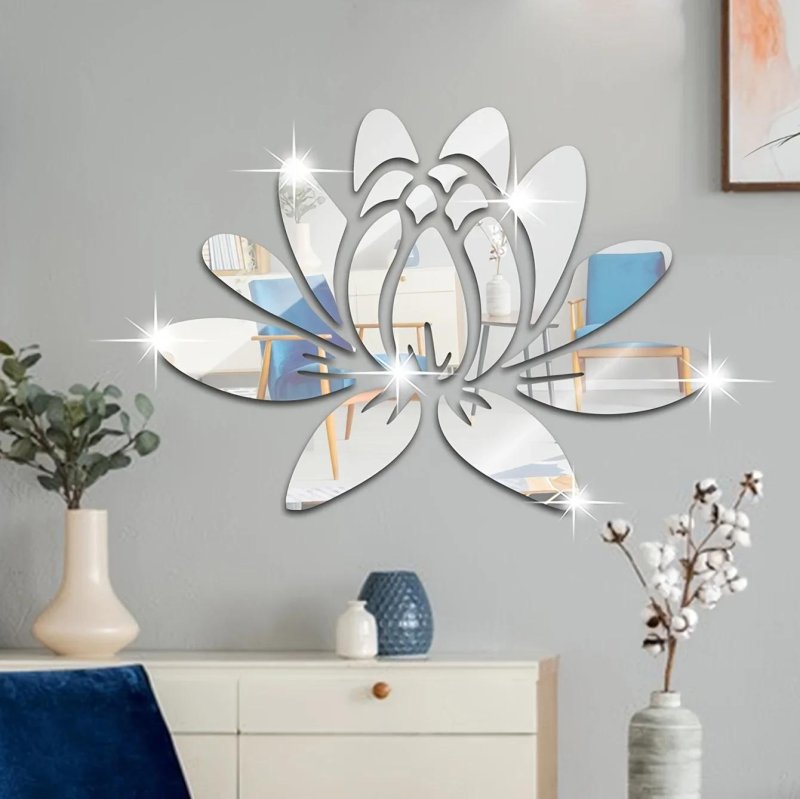 Lotus Flower Premium Acrylic Mirror Wall Sticker for Home & Office Décor