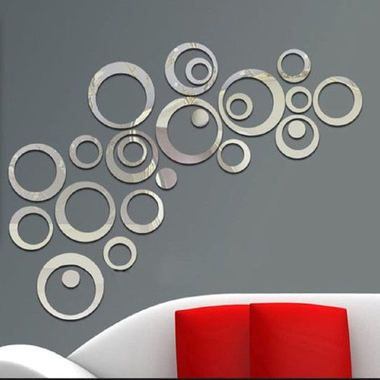 24 pieces Circle Acrylic Mirror– Modern 3D Round Shape Home Décor for Living Room, Bedroom & Office