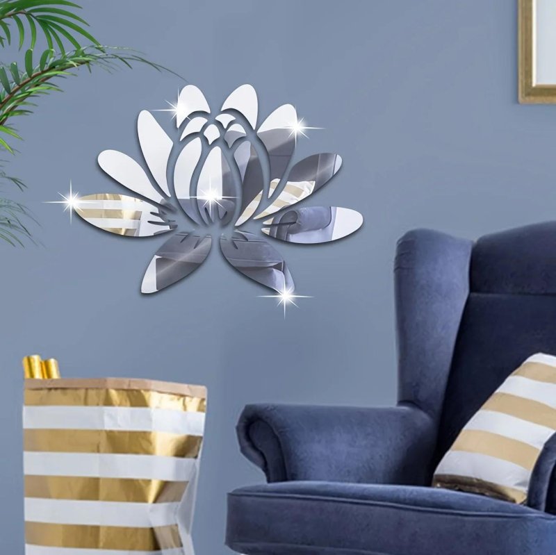 Lotus Flower Premium Acrylic Mirror Wall Sticker for Home & Office Décor