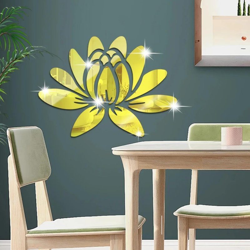 Lotus Flower Premium Acrylic Mirror Wall Sticker for Home & Office Décor
