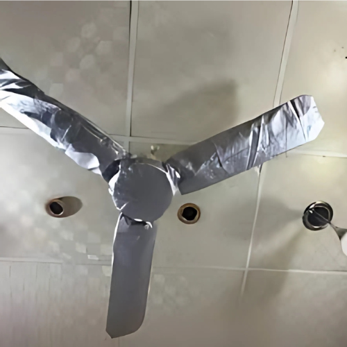 Fan Cover Waterproof & Dustproof -  Washable Silver Parachute Quality Ceiling Fan TopCover (4 Pieces Cover - 3 Blades + 1 Motor Cover)