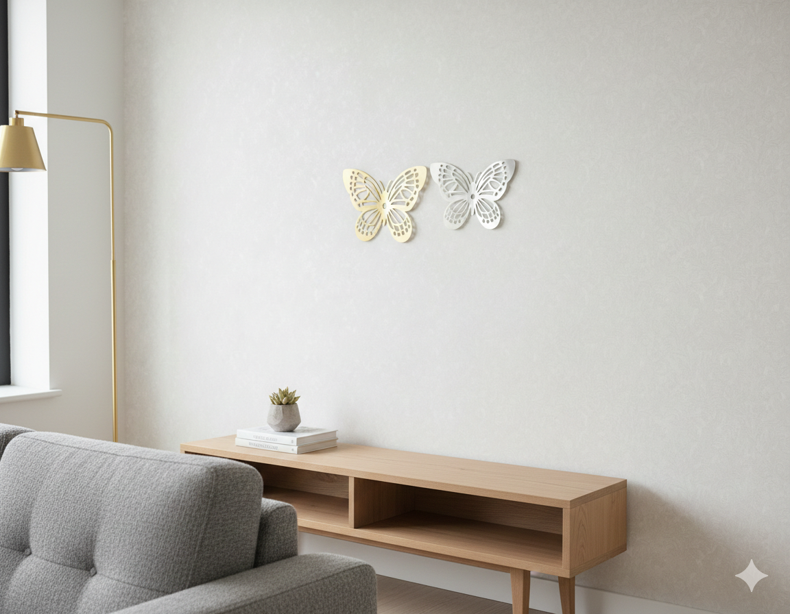 Elegant Golden and Silver Acrylic Butterfly Wall Décor