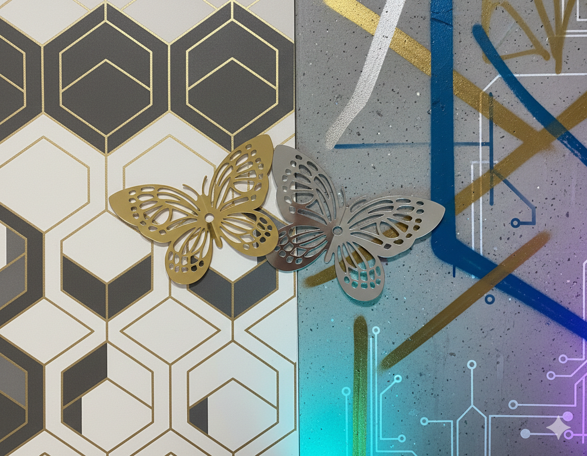 Elegant Golden and Silver Acrylic Butterfly Wall Décor