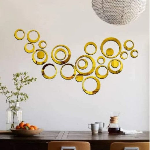 24 pieces Circle Acrylic Mirror– Modern 3D Round Shape Home Décor for Living Room, Bedroom & Office