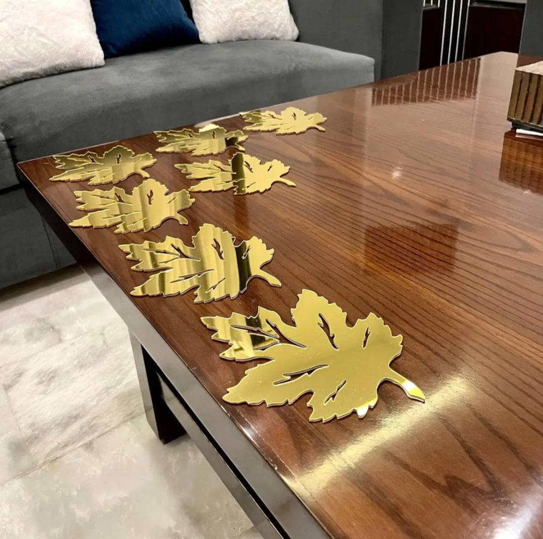 Imported Acrylic Mapple Leaf wall decor Mirrors 3D wall mirrors Sticker || Pack of 6 Leafs
