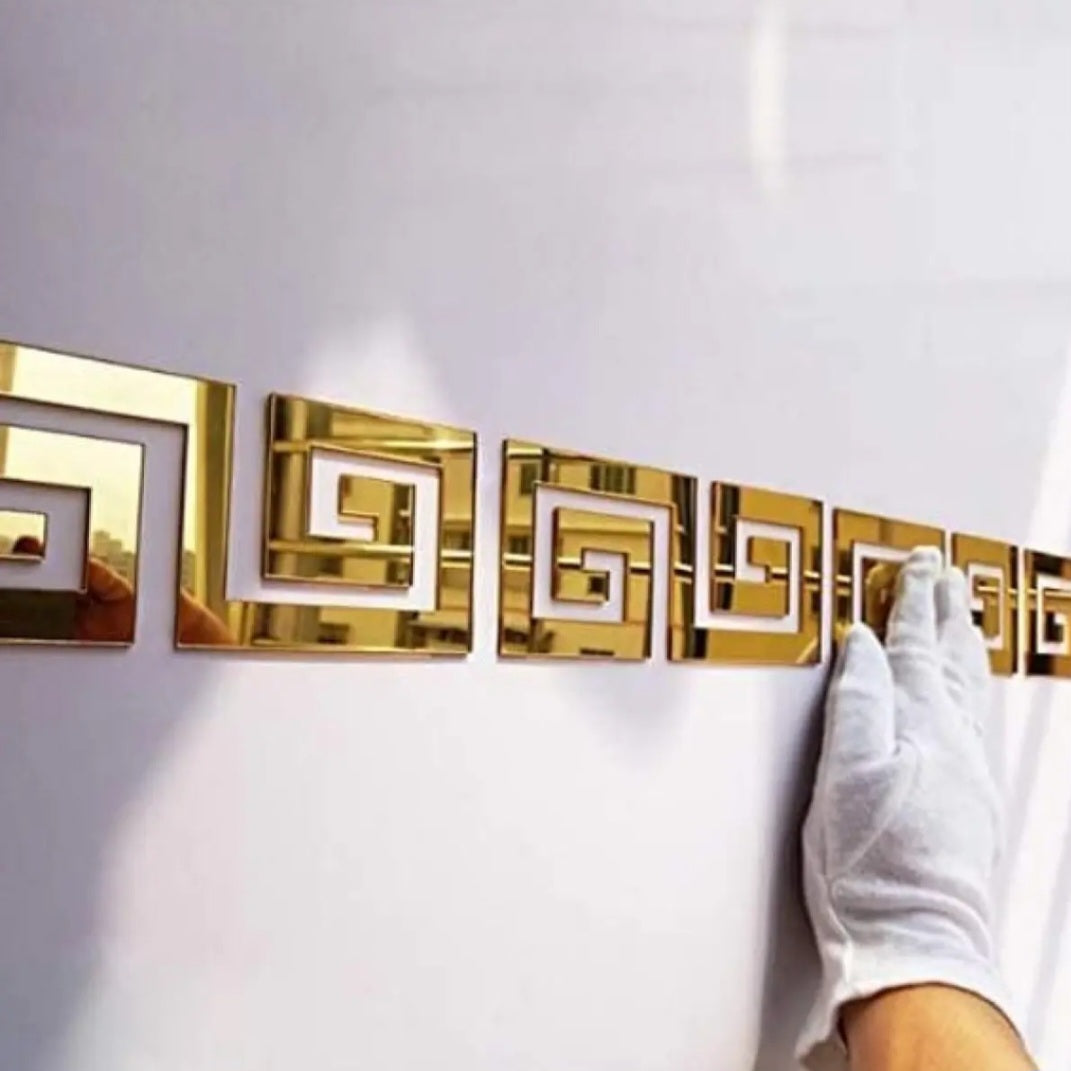 Golden Versacce Border Acrylic Mirror Sticker || Pack of 15 piece Acrylic Mirror Sticker