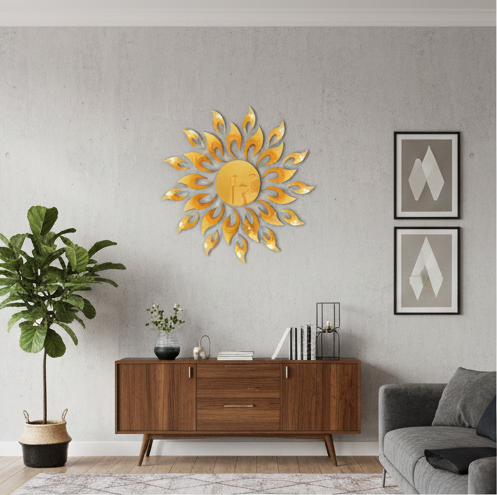 Radiant Golden Sunburst Wall Decor Mirror