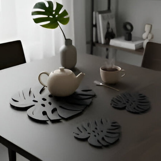 Monstera Leaf Heat-Resistant Trivet & Table Mat set 8-pcs